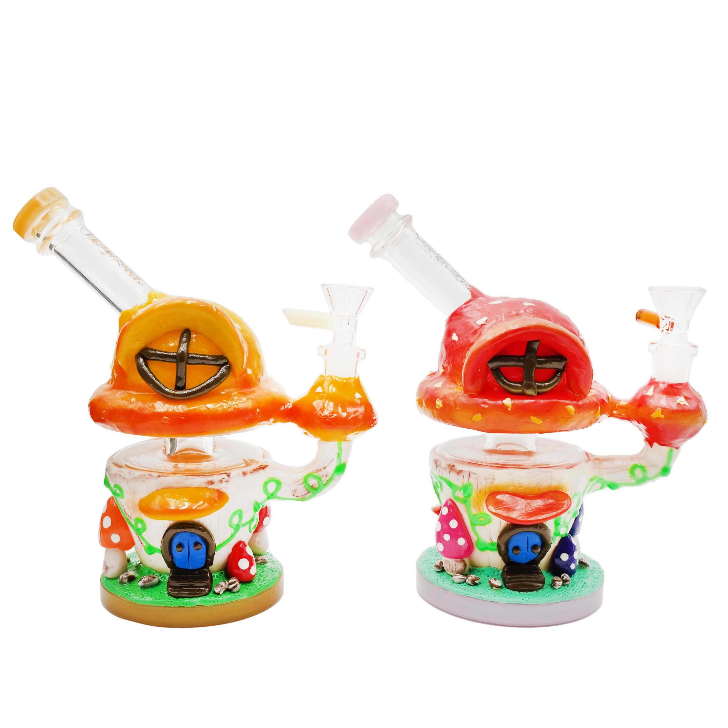 Hand Painted Mushroom Theme Dome Shaped Waterpipe (KX001) | 8 inch | Assorted Colors product image